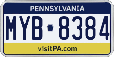 PA license plate MYB8384