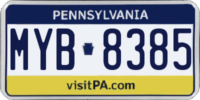 PA license plate MYB8385