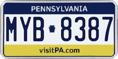 PA license plate MYB8387