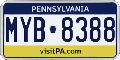 PA license plate MYB8388