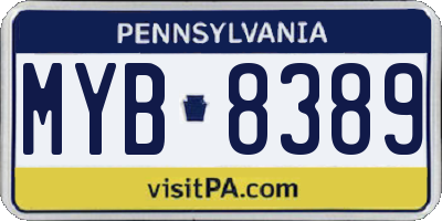 PA license plate MYB8389