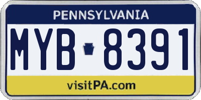 PA license plate MYB8391