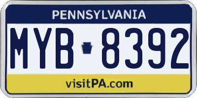 PA license plate MYB8392