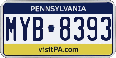 PA license plate MYB8393