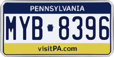 PA license plate MYB8396
