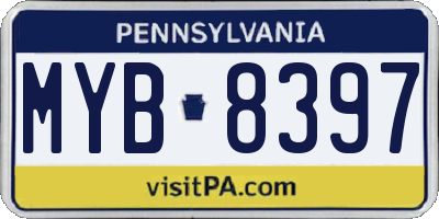PA license plate MYB8397