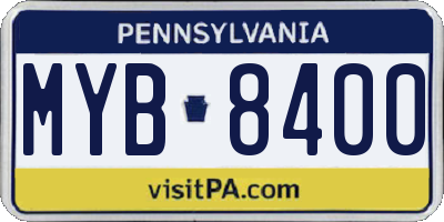 PA license plate MYB8400