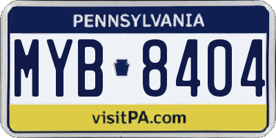 PA license plate MYB8404