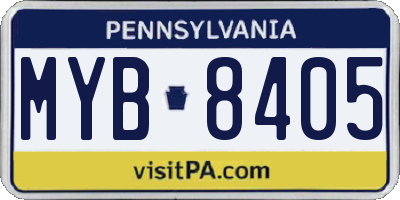 PA license plate MYB8405