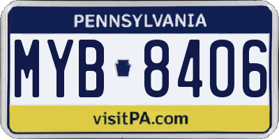 PA license plate MYB8406