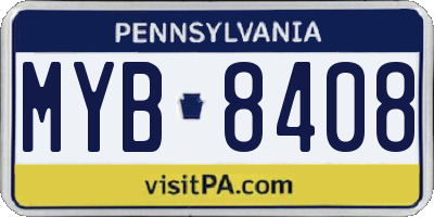 PA license plate MYB8408