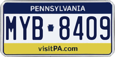 PA license plate MYB8409