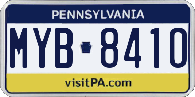 PA license plate MYB8410