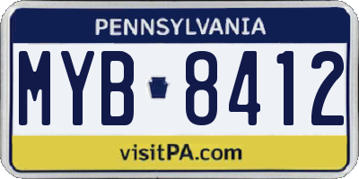 PA license plate MYB8412