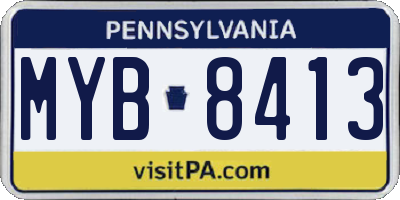 PA license plate MYB8413