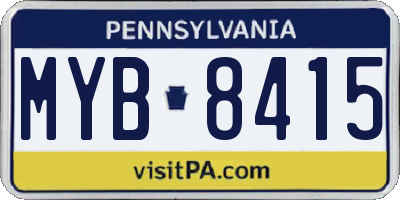 PA license plate MYB8415