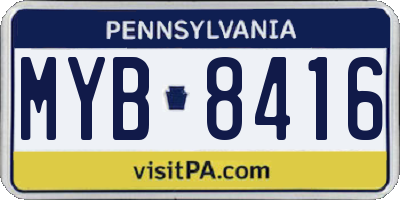 PA license plate MYB8416