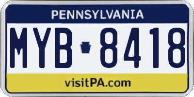 PA license plate MYB8418