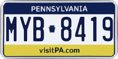 PA license plate MYB8419