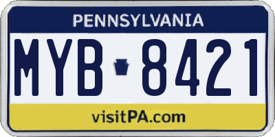 PA license plate MYB8421