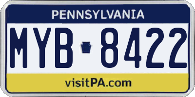 PA license plate MYB8422