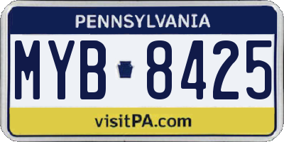 PA license plate MYB8425