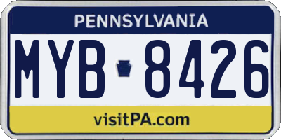 PA license plate MYB8426