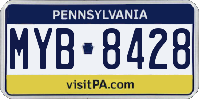 PA license plate MYB8428