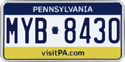 PA license plate MYB8430