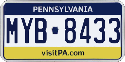 PA license plate MYB8433