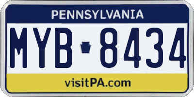 PA license plate MYB8434