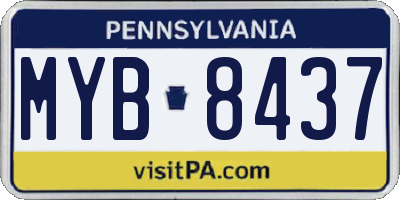 PA license plate MYB8437