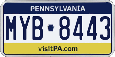 PA license plate MYB8443