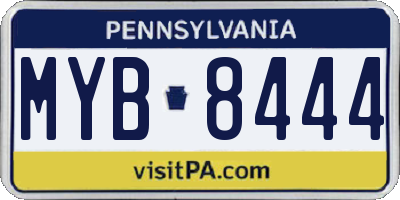 PA license plate MYB8444
