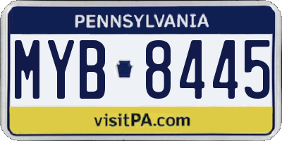 PA license plate MYB8445