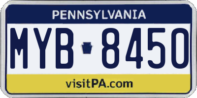 PA license plate MYB8450
