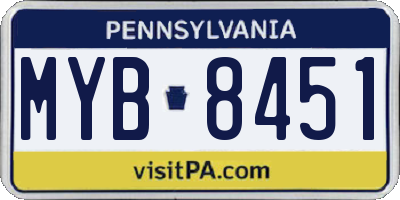 PA license plate MYB8451