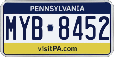 PA license plate MYB8452