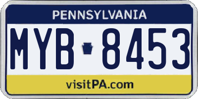 PA license plate MYB8453
