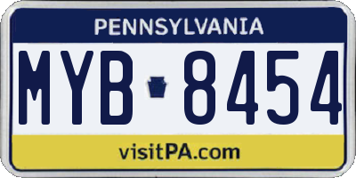 PA license plate MYB8454