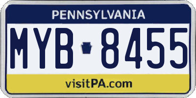 PA license plate MYB8455