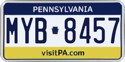 PA license plate MYB8457