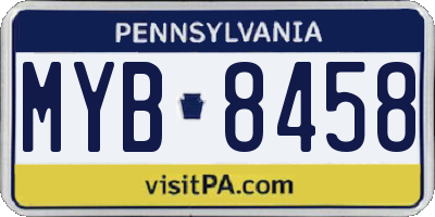 PA license plate MYB8458