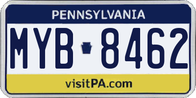 PA license plate MYB8462