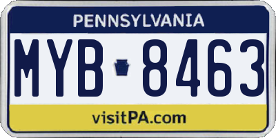 PA license plate MYB8463