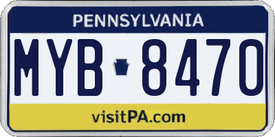PA license plate MYB8470