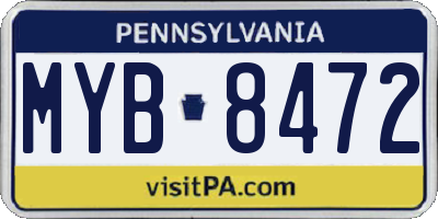 PA license plate MYB8472
