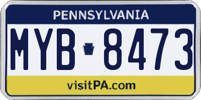 PA license plate MYB8473