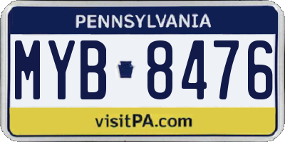 PA license plate MYB8476
