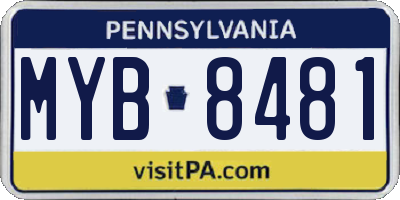 PA license plate MYB8481